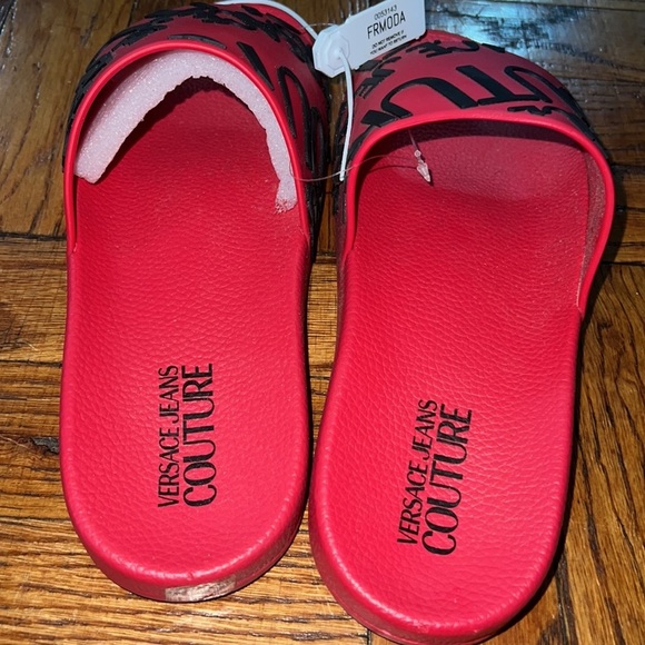 NWOB versace jeans couture red and black slides size; 8 men’s